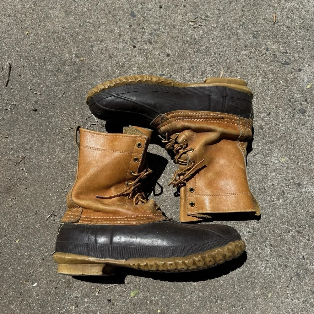 Vintage 80s LL Bean Maine Duck Boots Tan Size US 10 M Rain Hunting